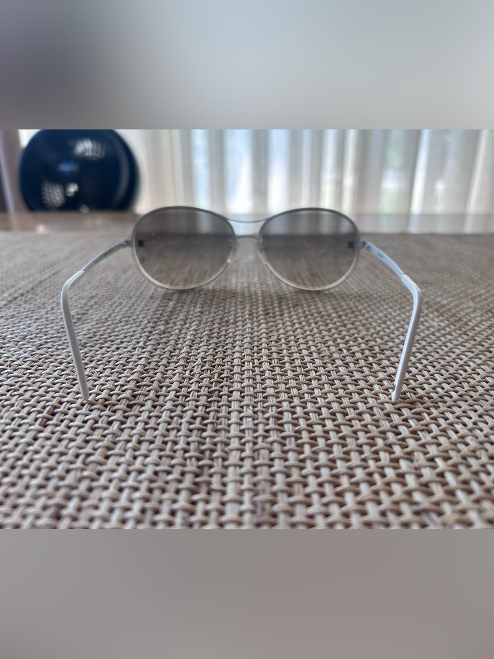 Celine Sunglasses w/White Metal Aviator Frame & Dark Gray Gradient Lens w/Case. - Picture 8 of 13